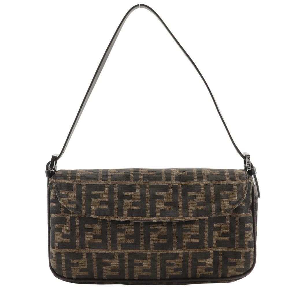 Fendi Zucca shoulder bag brown nylon canvas magnetic closure